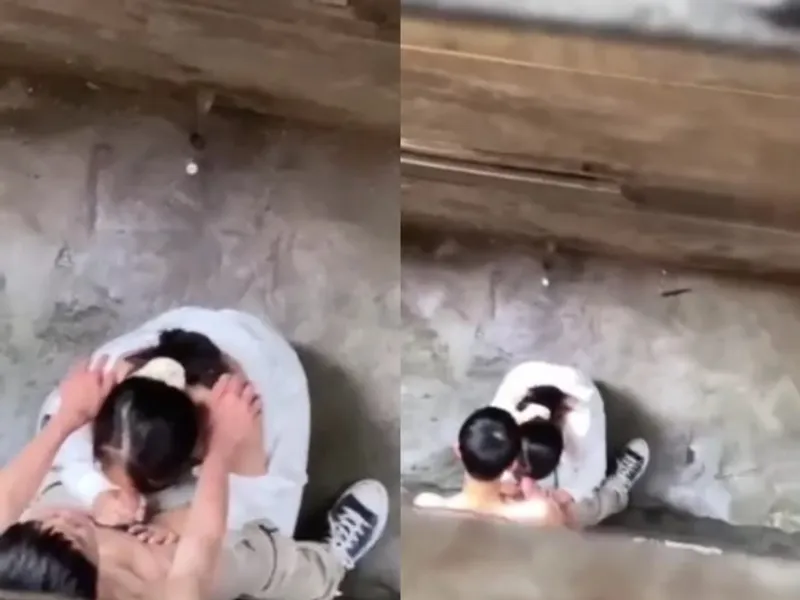 Quay lén học sinh nữ mút cu thằng bồ ở khe nhà